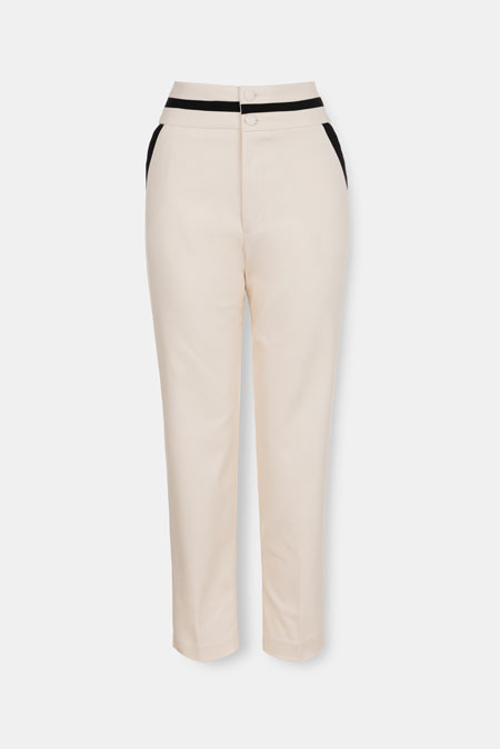 Pantalone sa naglašenim pojasom i kontrastnim detaljima Tiffany Production